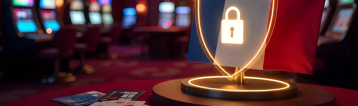 Cadenas doré en 3D posé sur une table de casino