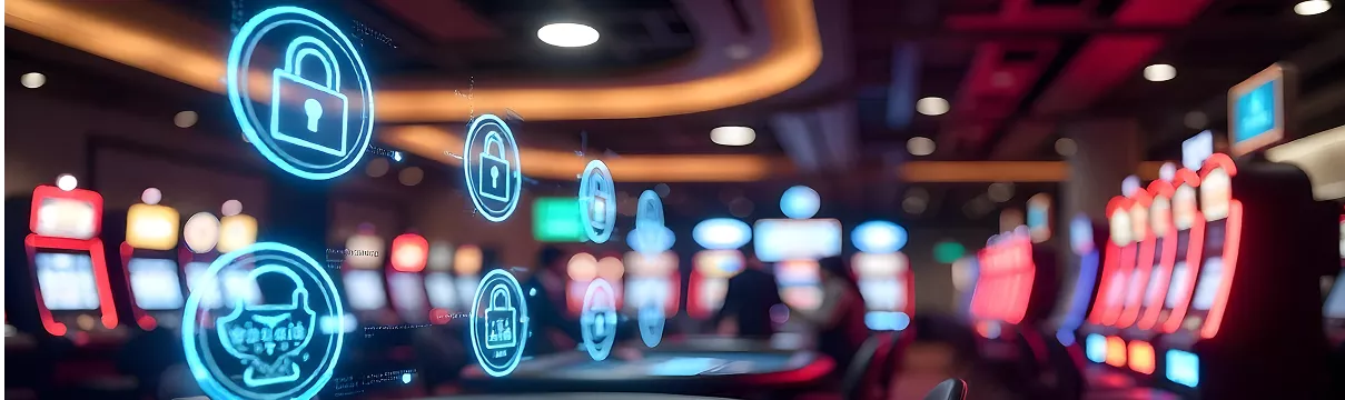 Symboles de sécurité flottants dans un environnement de casino