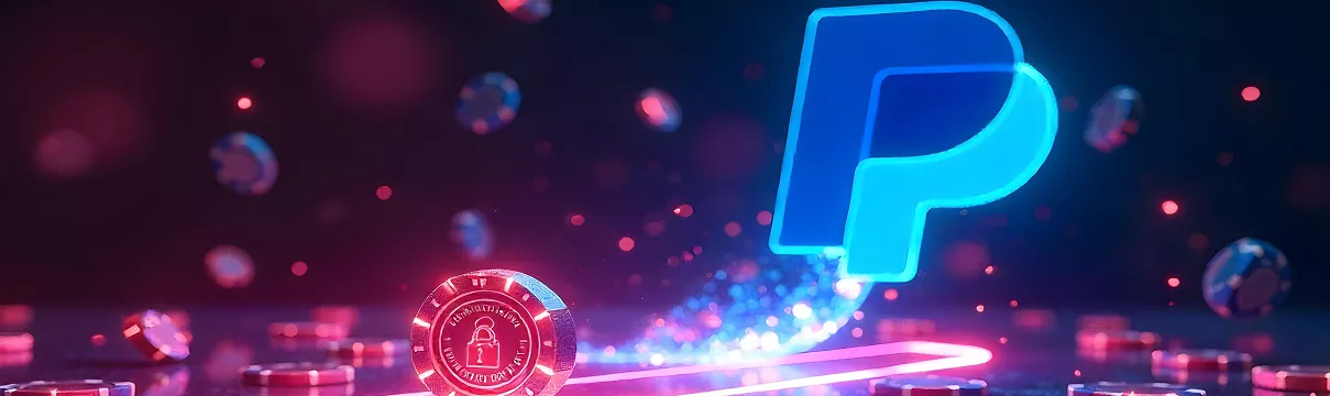 Logo PayPal entouré d’effets lumineux représentant la rapidité des dépôts dans les casinos